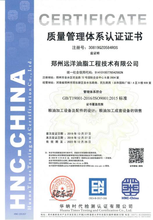 China Zhengzhou Ocean Oil Engineering Co., Ltd. Certificaten